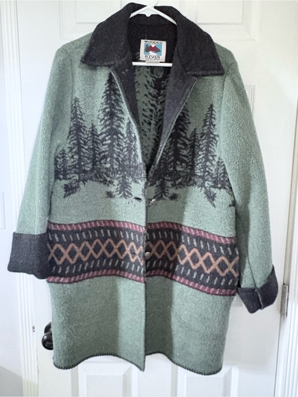 Vintage Wooded River Wool Blend Coat
